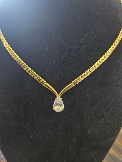 Collier goute cristal argent maille serpent
