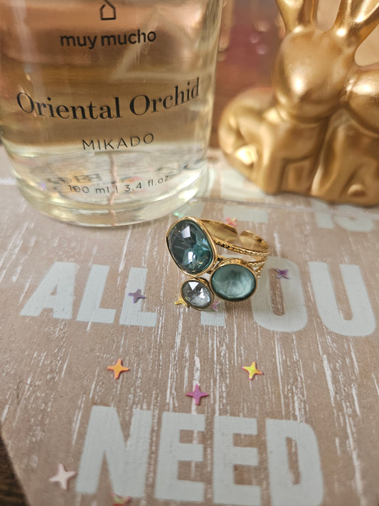 Bague swarovski vert sapin