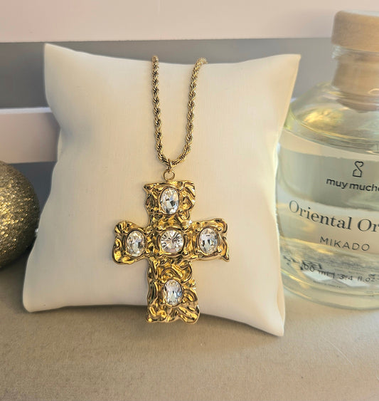 Collier grande croix zirconium