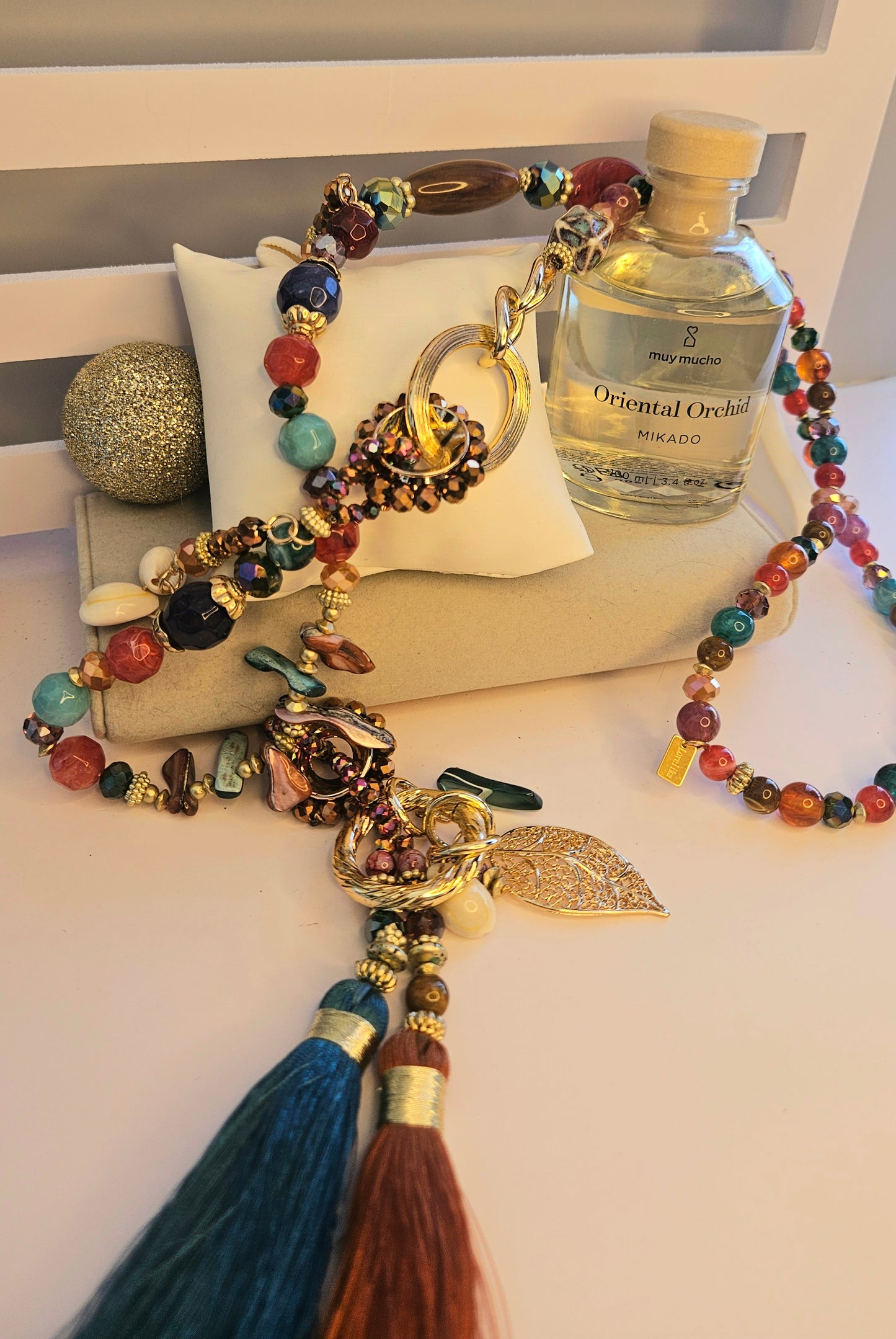 Sautoire multicolore cristal feuille