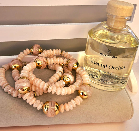 Bracelet 4 unités corail et perle acier