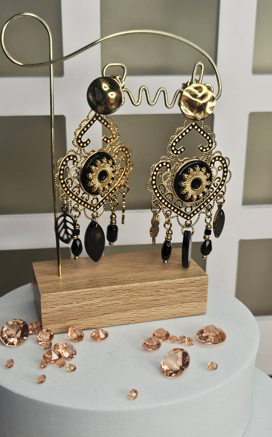 Boucles d'oreilles orientale noire