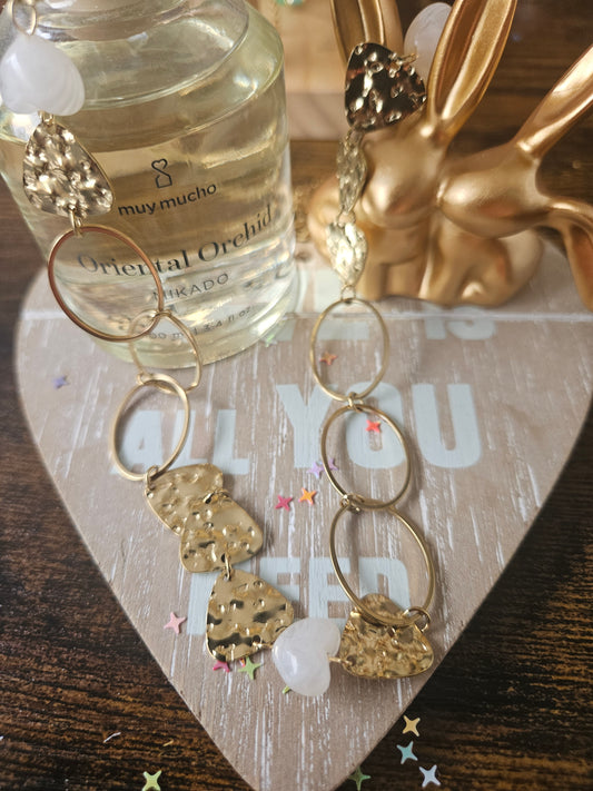 Collier sautoir coeur blanc et acier