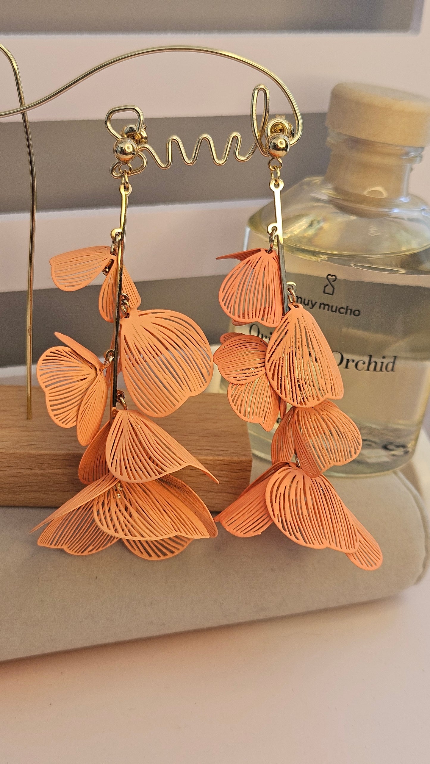 Boucle d'oreilles orange fleur