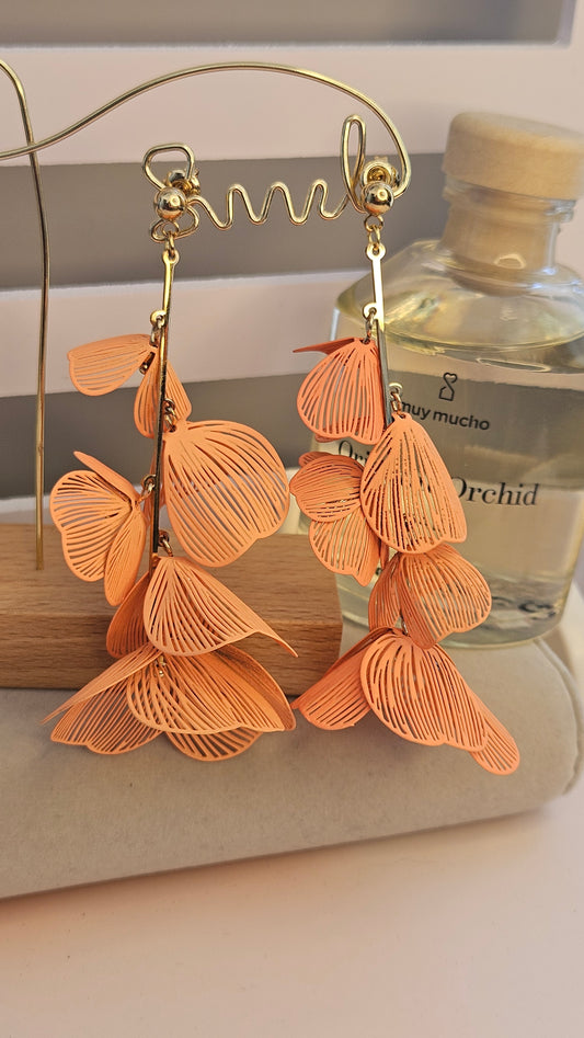 Boucle d'oreilles orange fleur