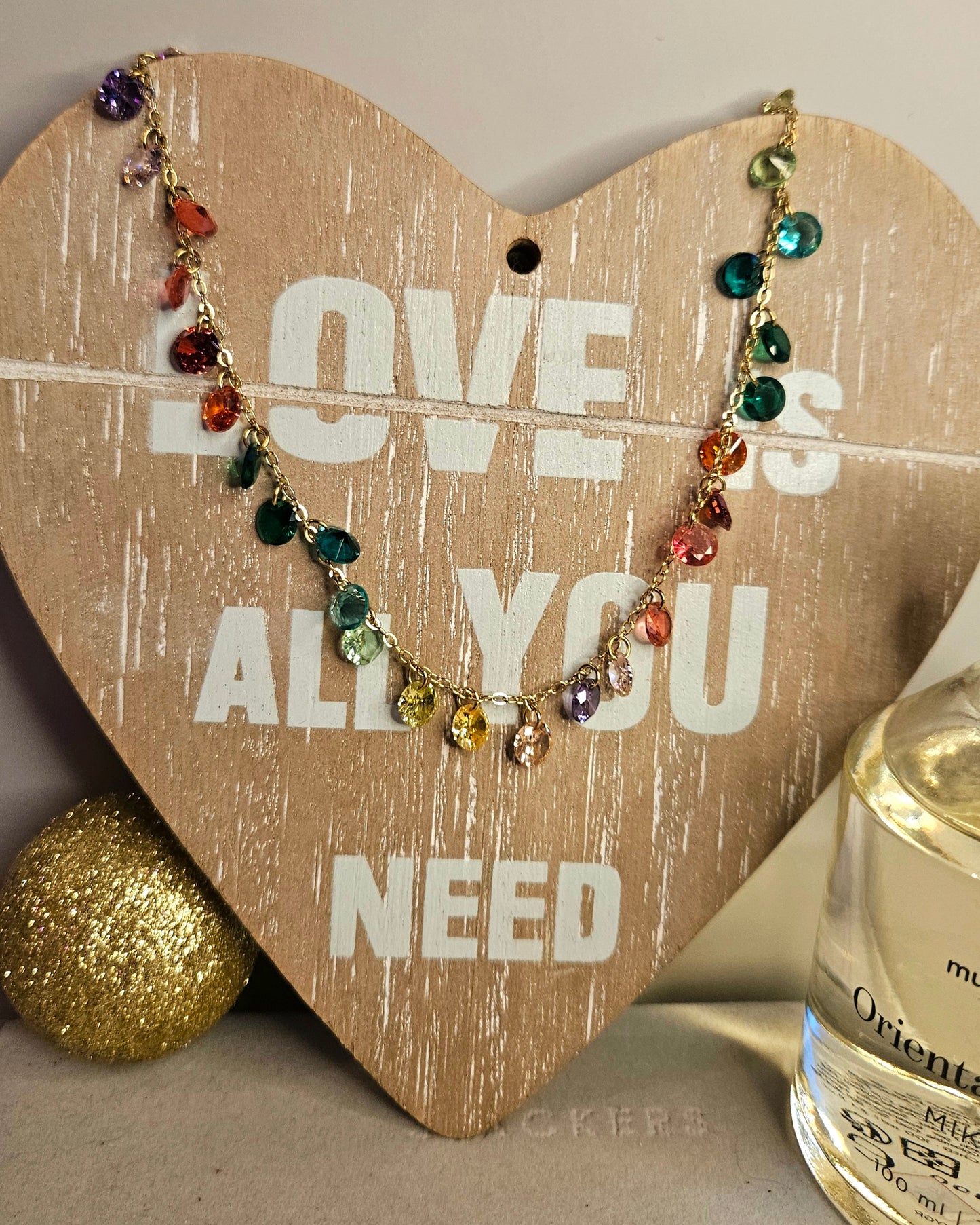 Collier cristal goute multicolore