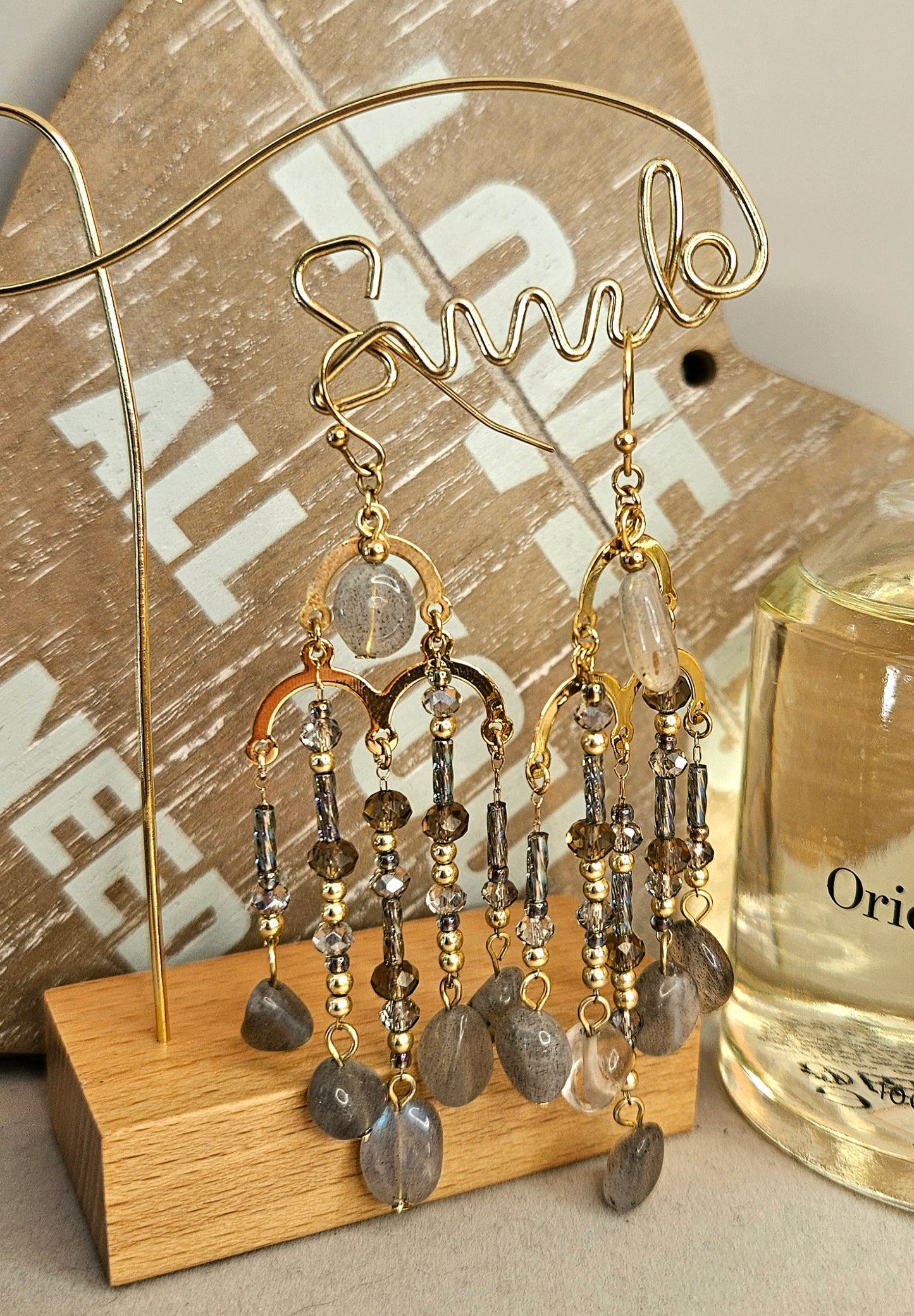 Boucles d'oreilles pierres naturelles grises