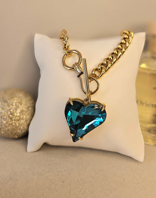 Collier coeur en verre