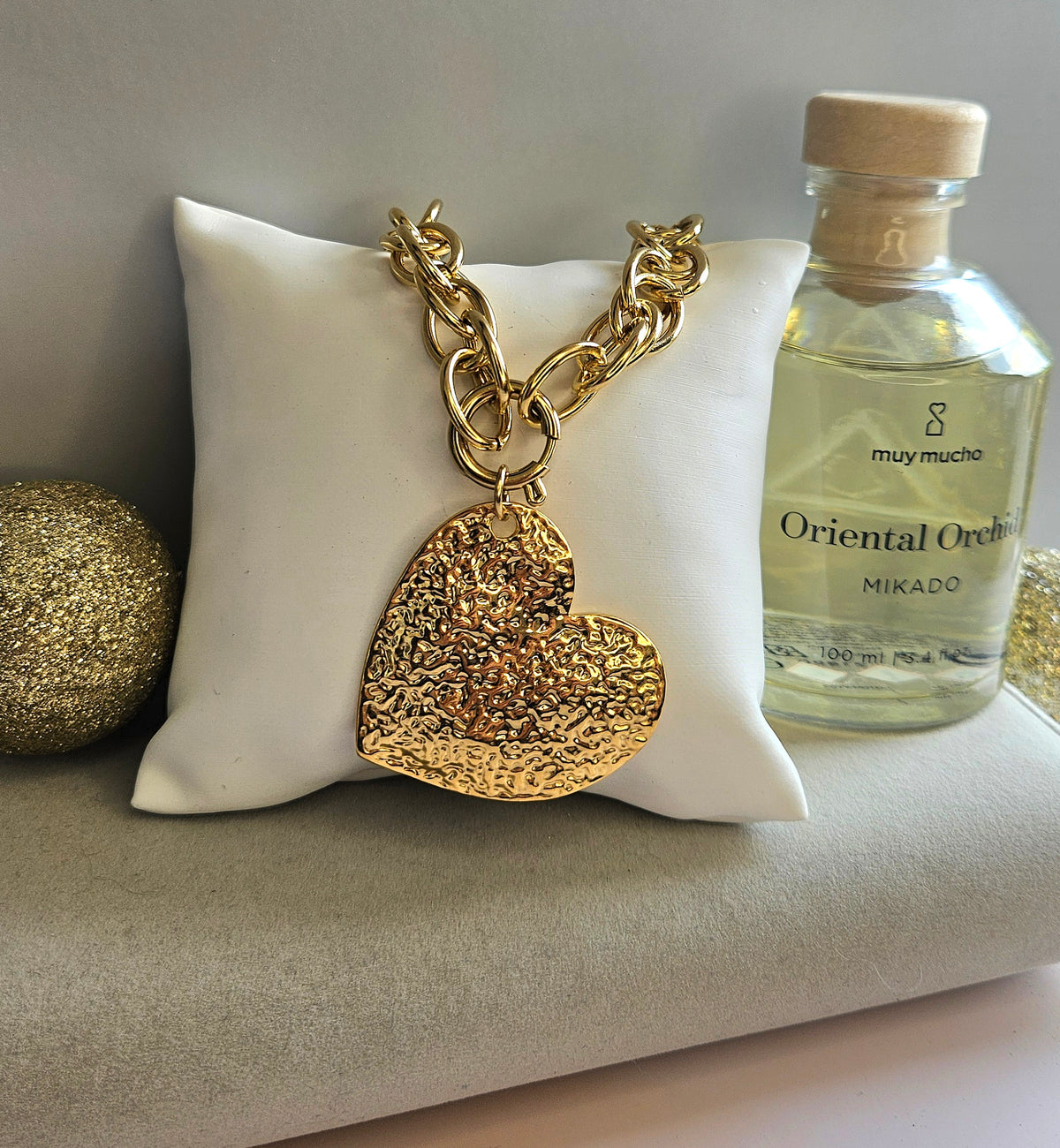 Collier grosse maille coeur
