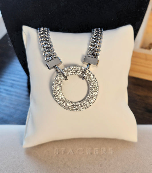 Collier cercle strass argent