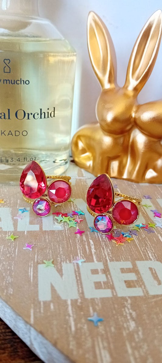 Bague swarovski goutte rouge translucide