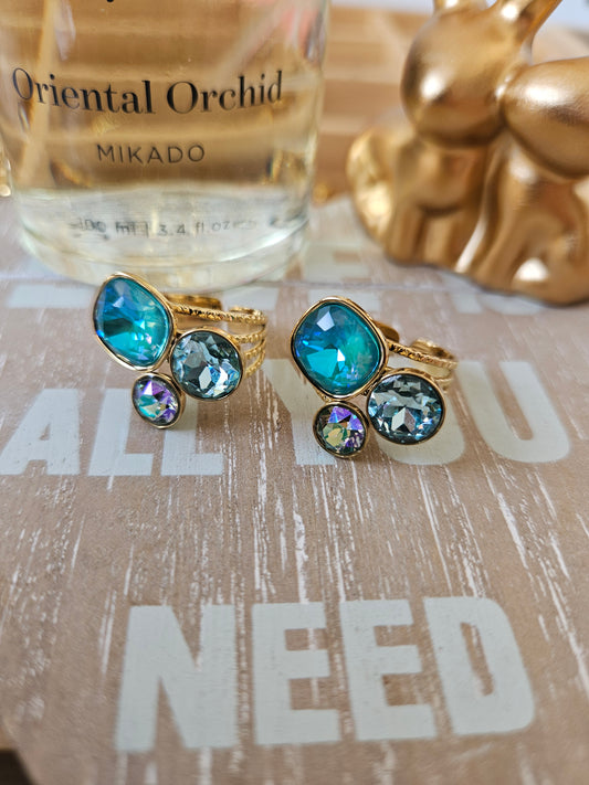 Bague bleu turquoise givrée Swarovski