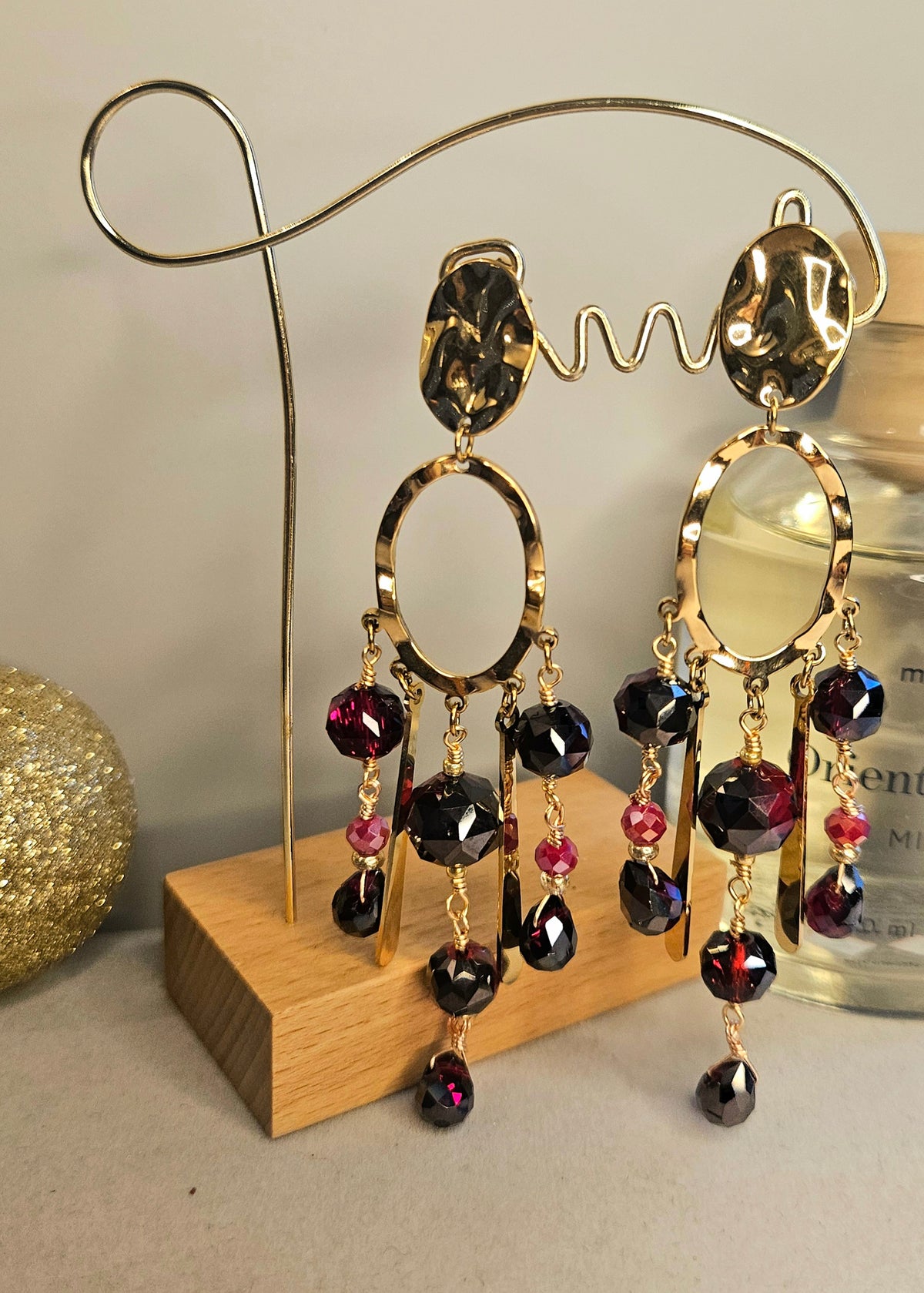 Boucles d'oreilles crital perle rouge