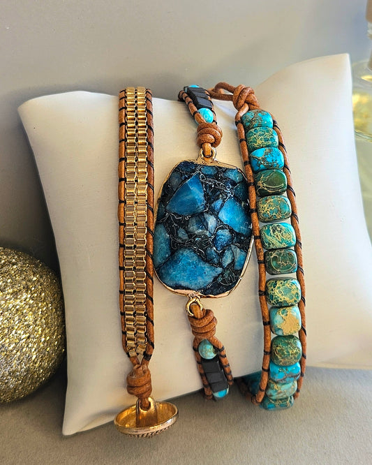 Bracelet turquoise cuir