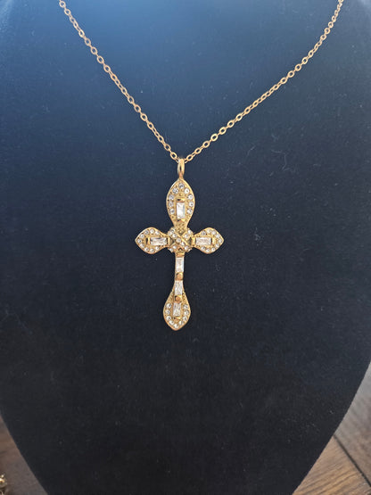 Collier croix cristal argent