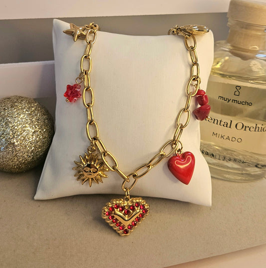 Collier coeur rouge