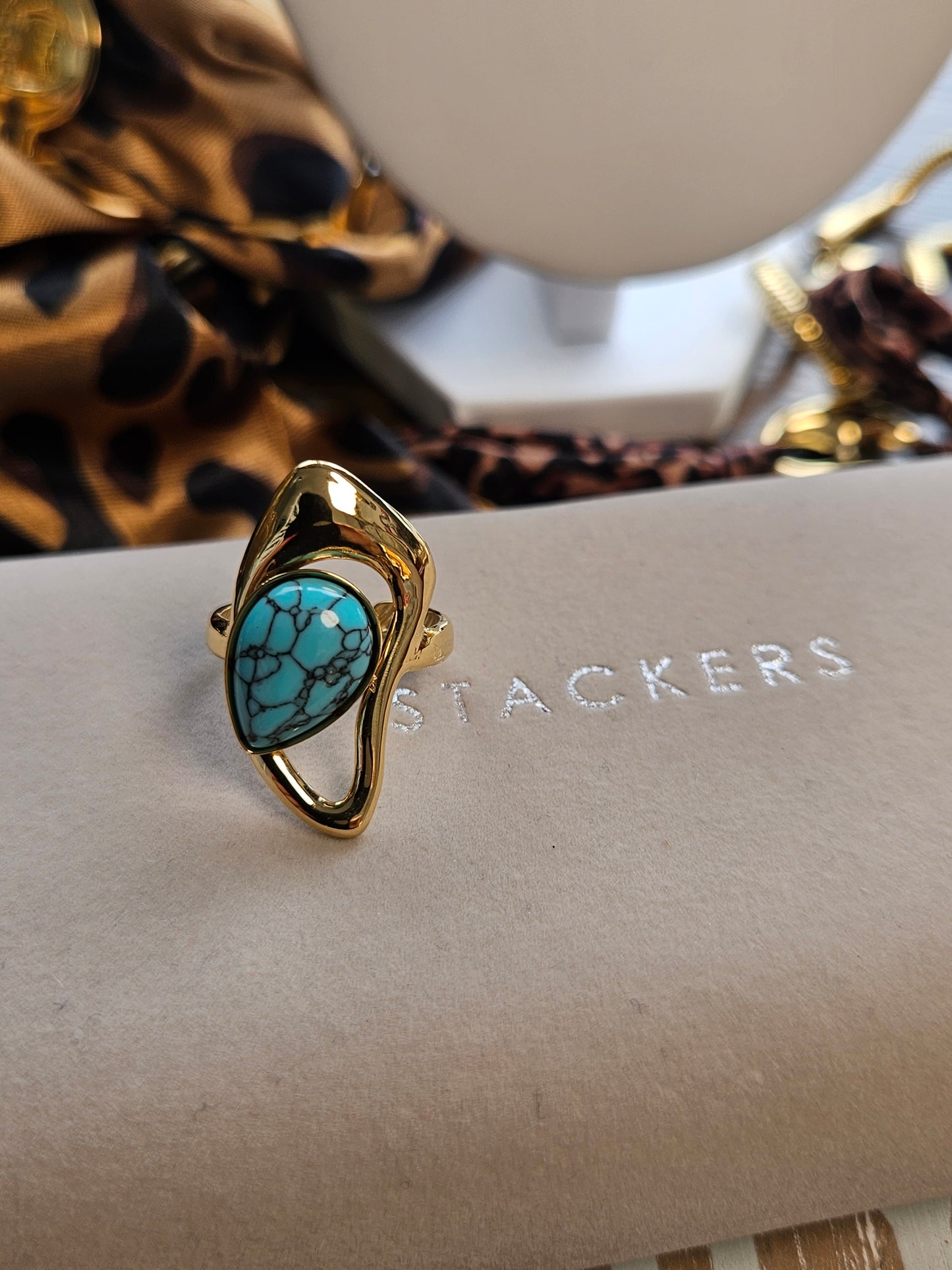 Bague turquoise vague