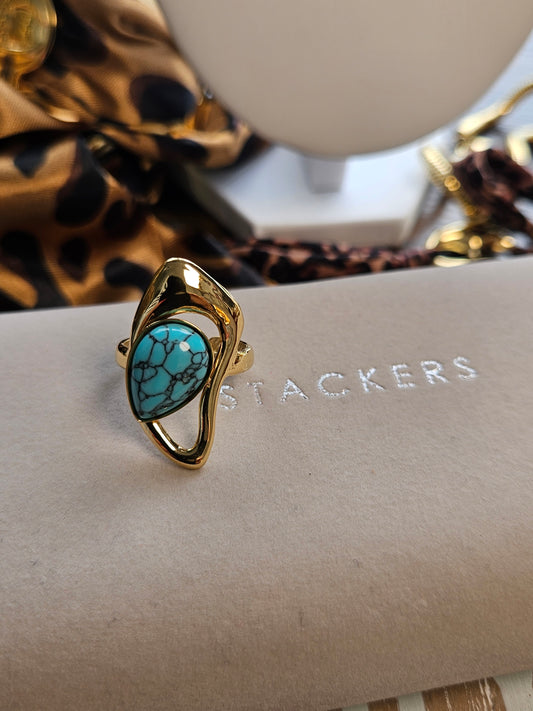 Bague turquoise vague