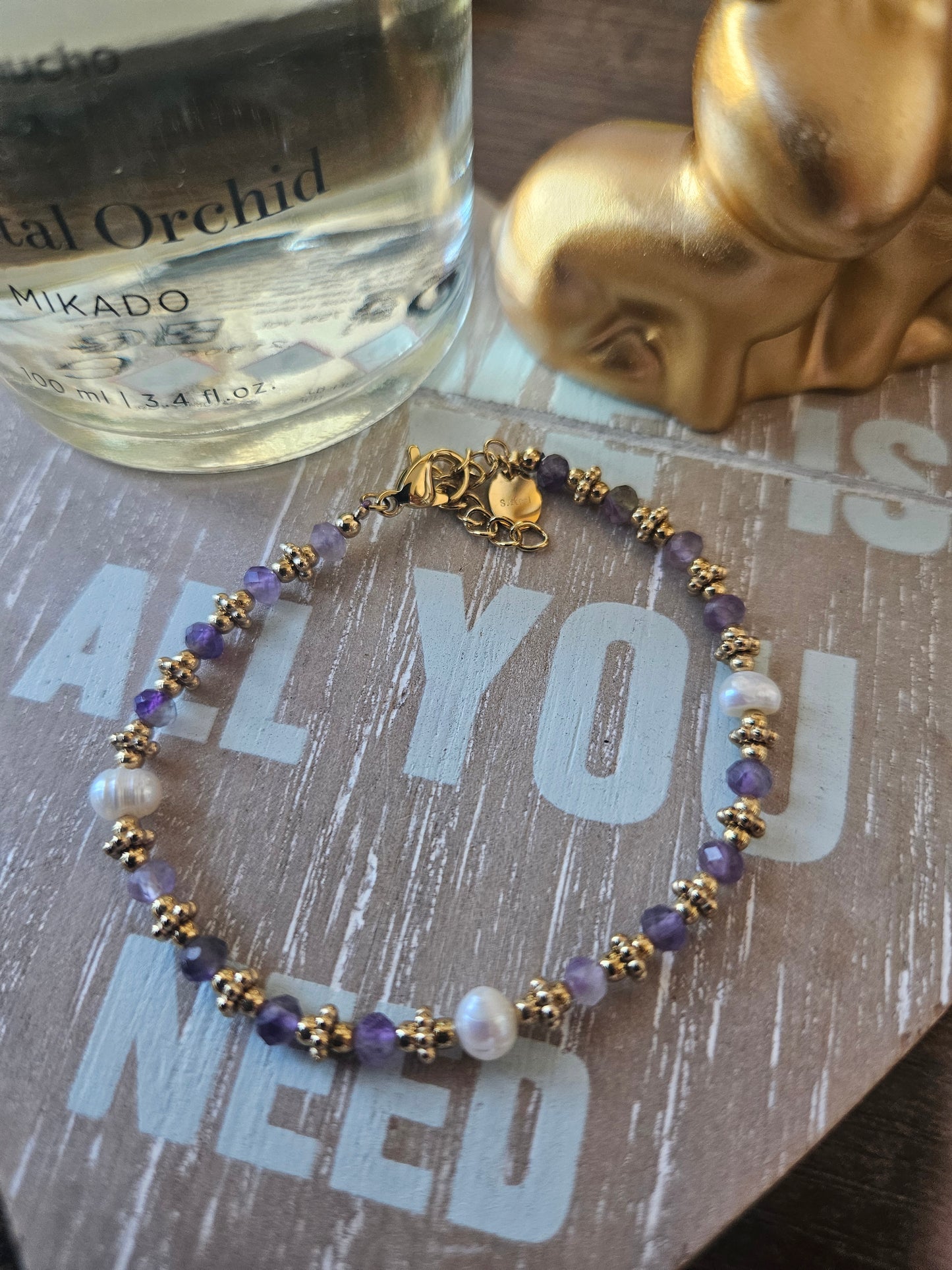 Bracelet mauve perle d'eau douce