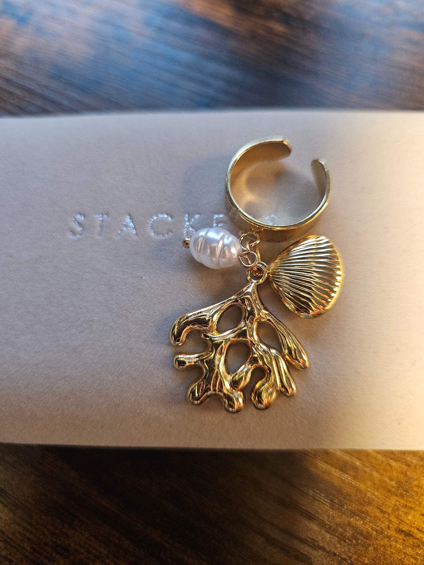 Bague corail et perle