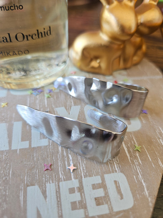 Boucles d'oreilles vague martelée argent