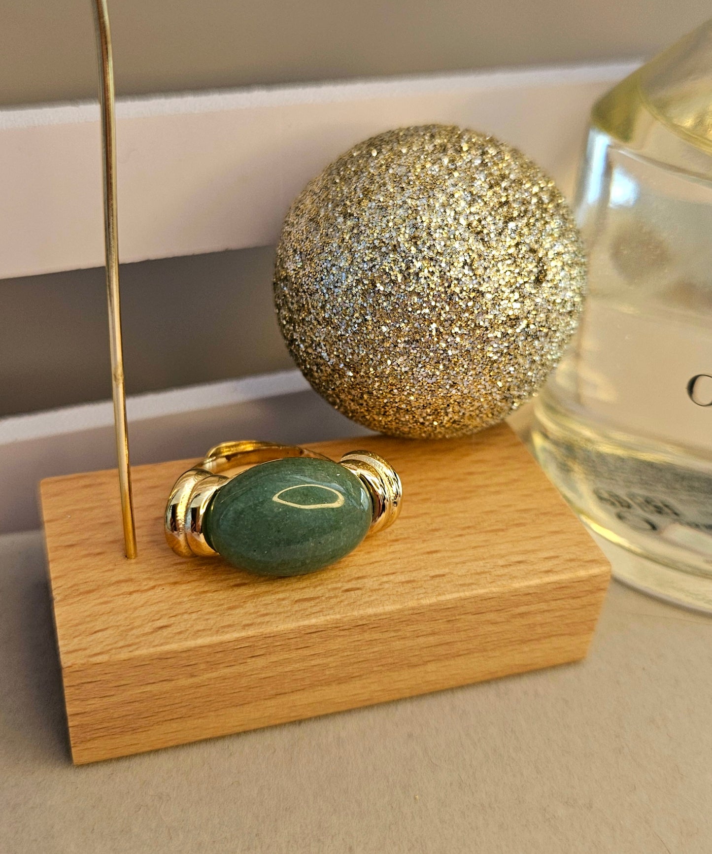 Bague pierre naturelle verte clair