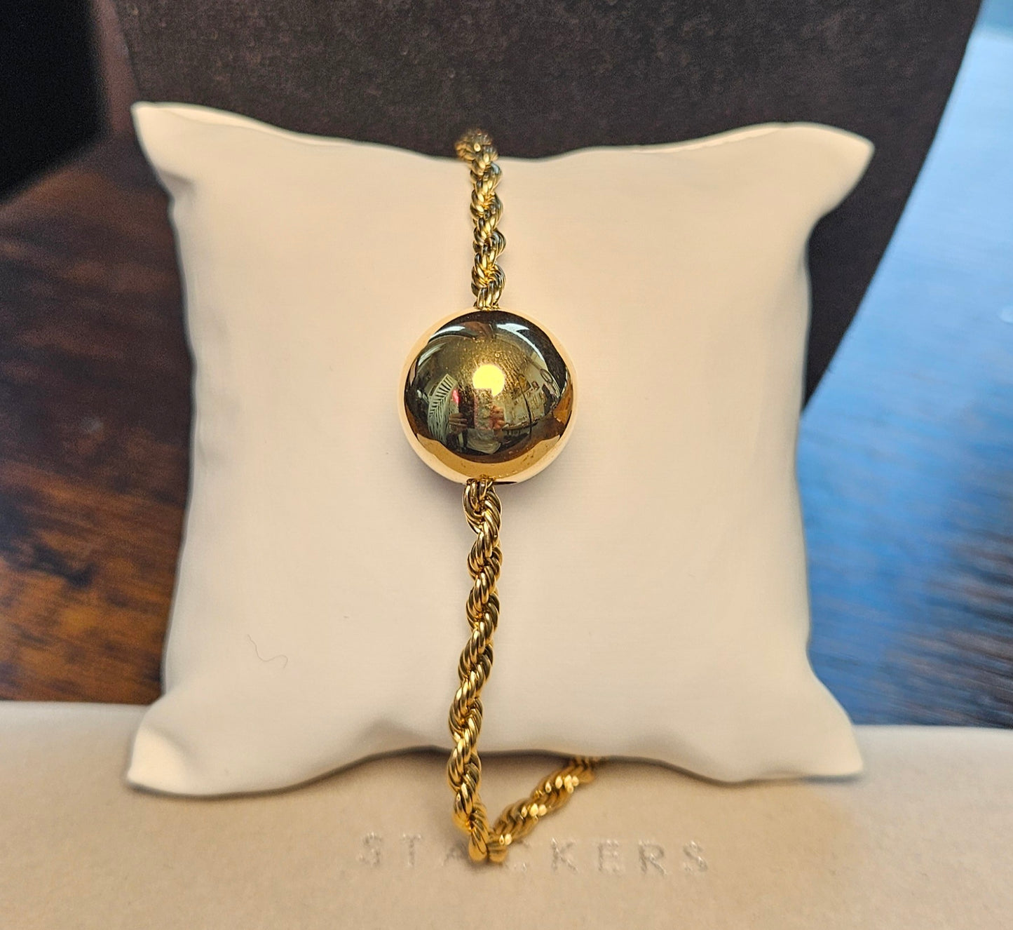 Bracelet grosse perle acier