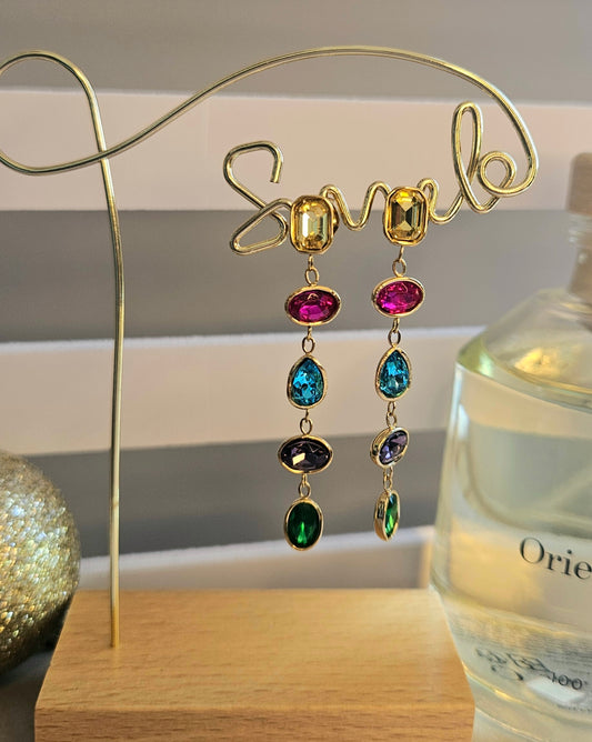 Boucles d'oreilles cristal multicolore