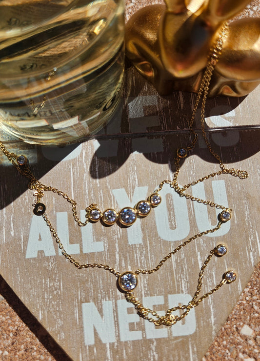 Collier double chaîne zircon