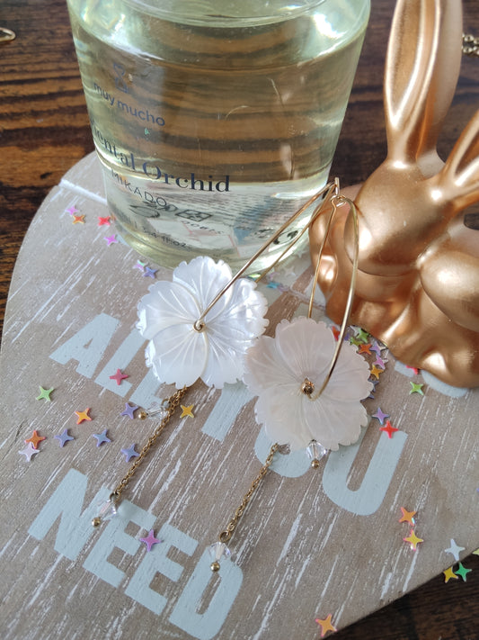 Boucles d'oreilles fleurs nacre