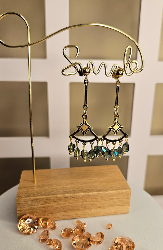 Boucles d'oreilles balance cristal vert