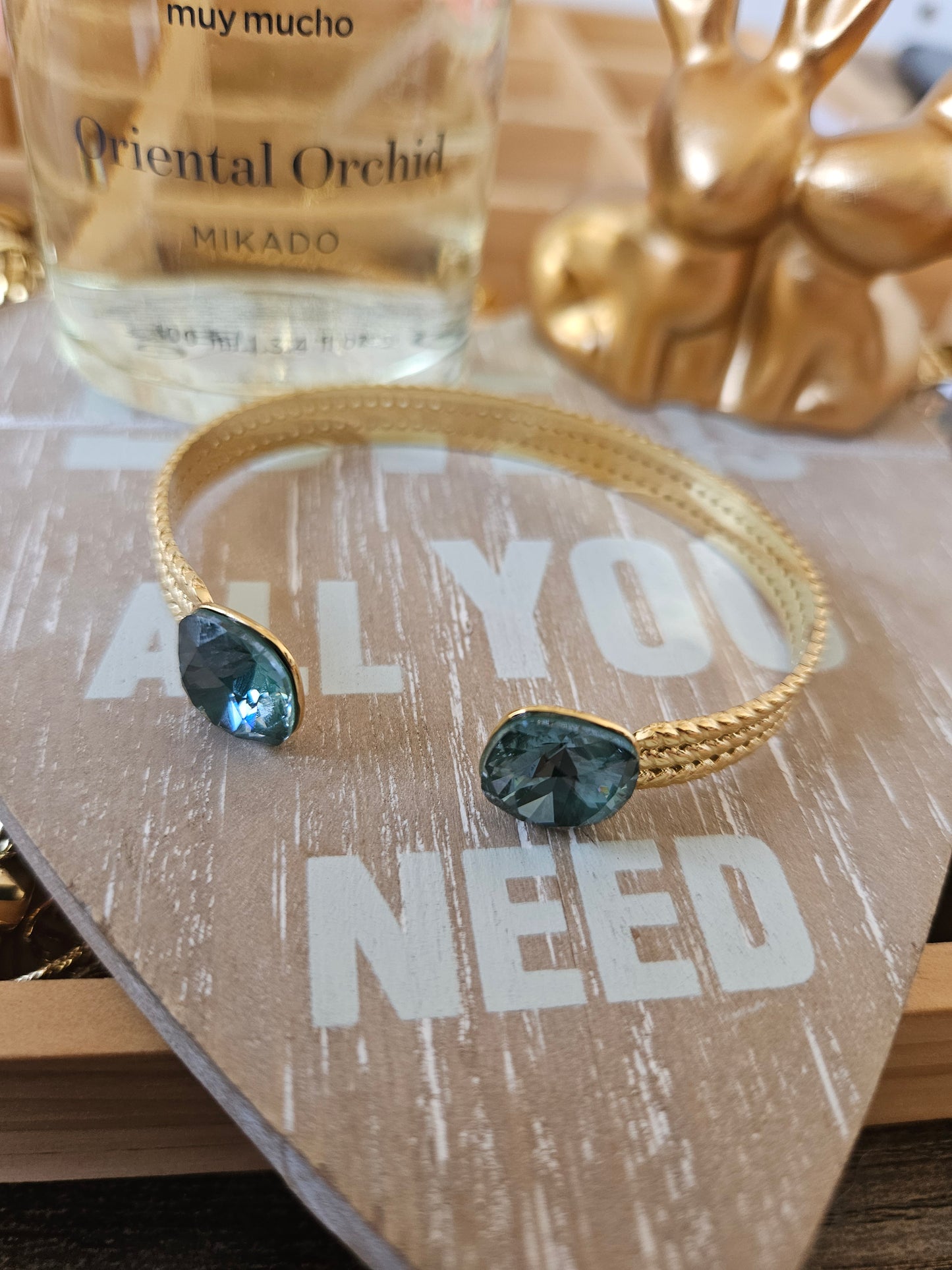 Bracelet swarovski vert sapin