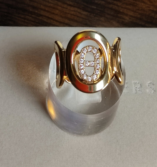 Bague marine strass large