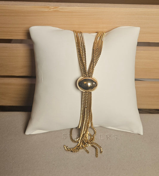 Collier multichaine perle acier