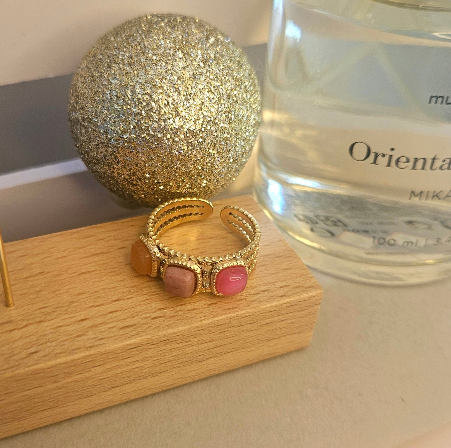 Bague 3 pierres corail