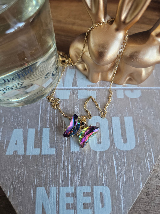 Collier papillon cristal