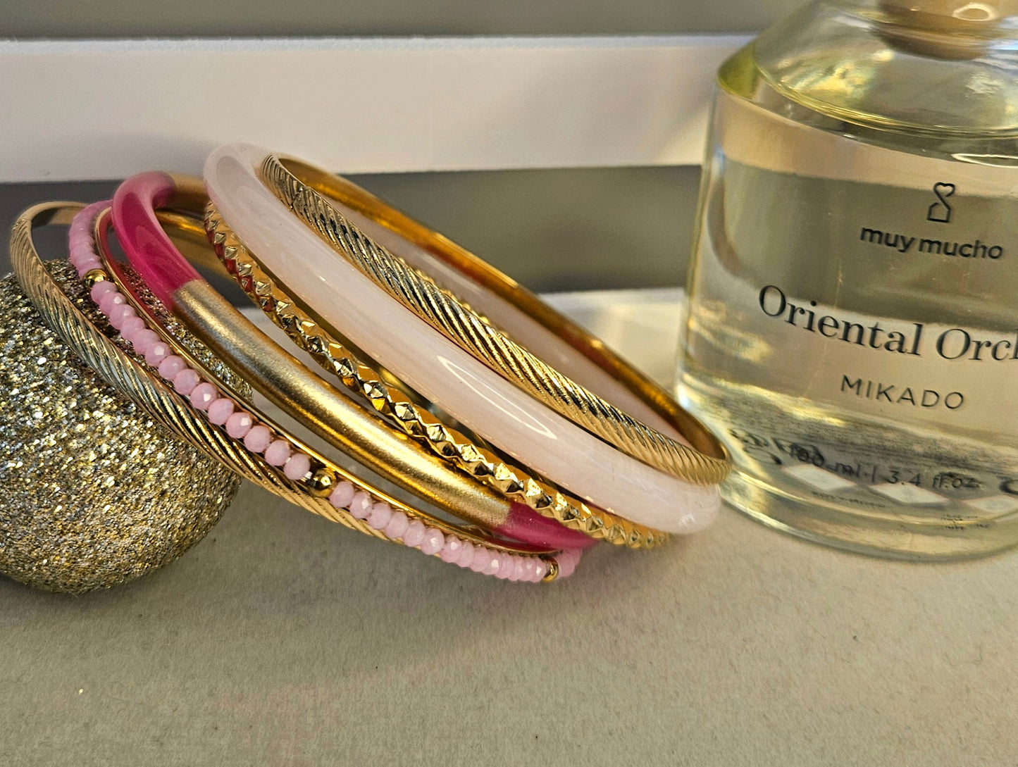 Bracelet jonc rose par 5