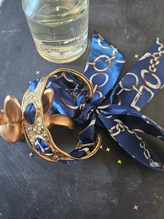 Bracelet manchette foulard bleu