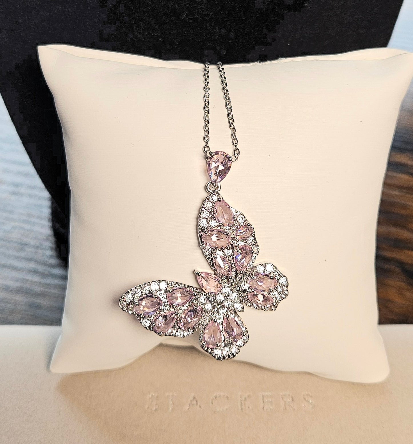 Collier papillon argent rose