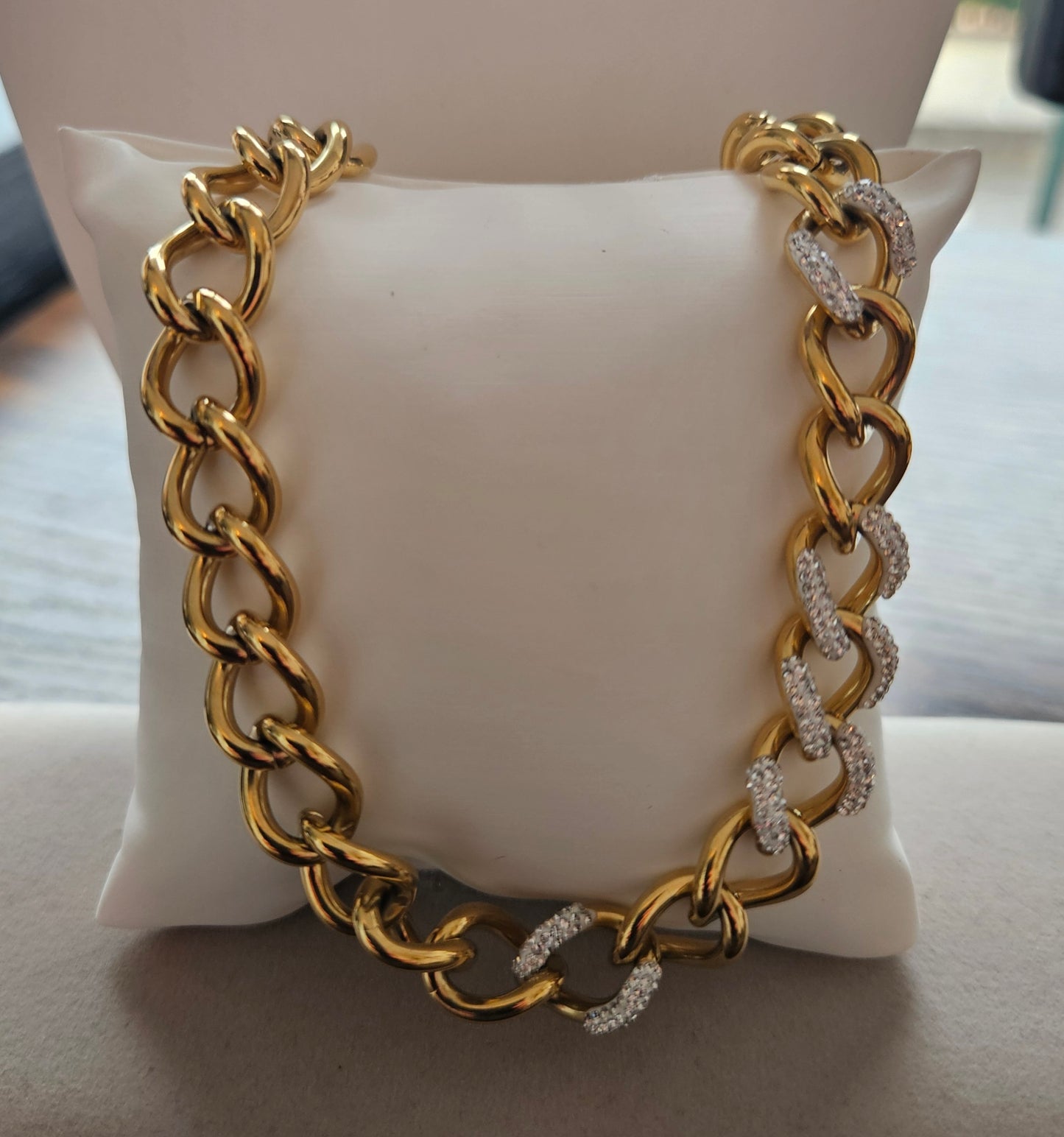 Collier maillon strass et acier