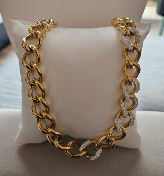 Collier maillon strass et acier