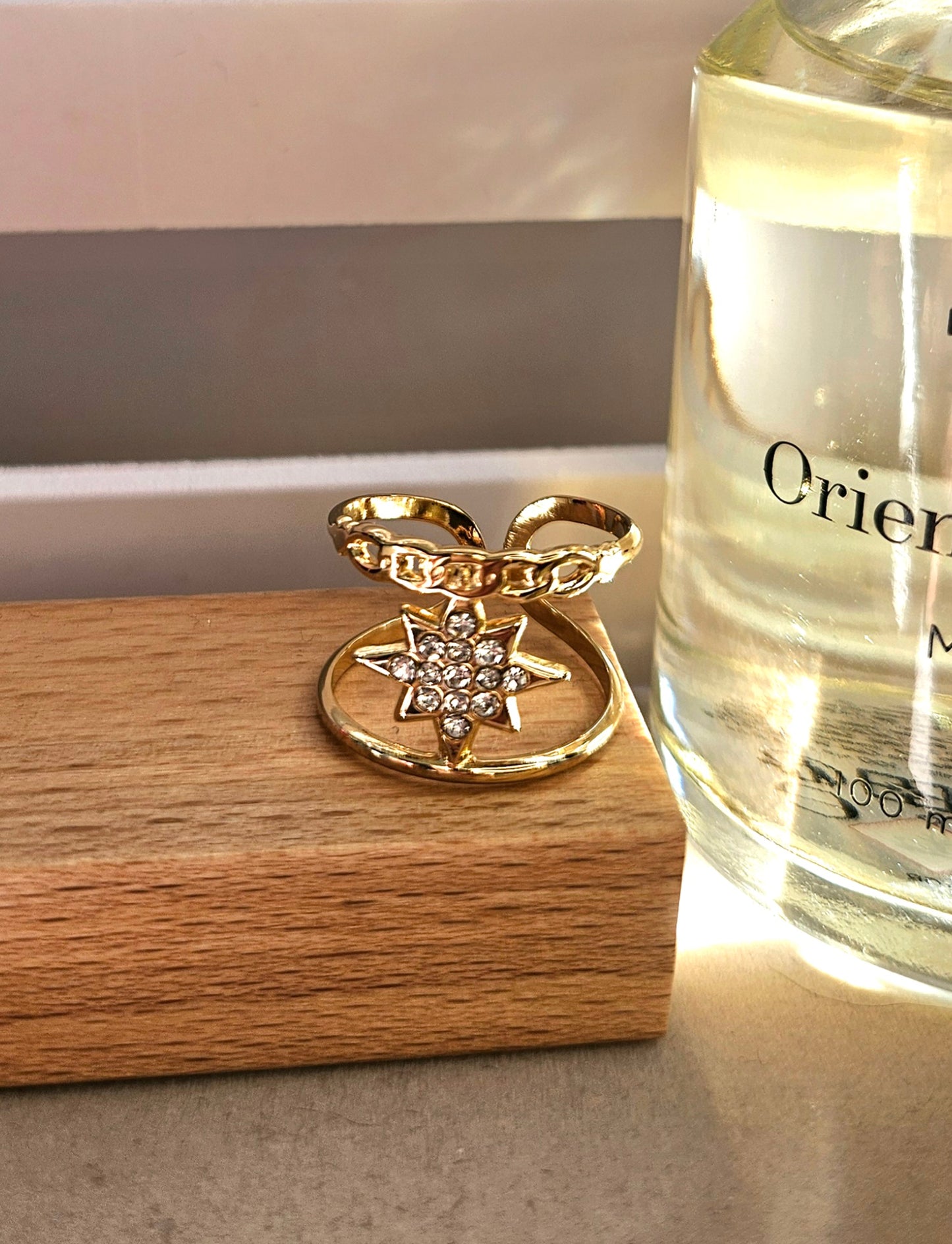Bague étoile or strass