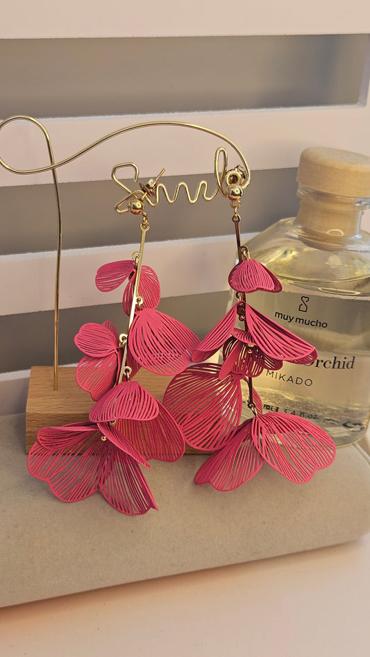 Boucles d'oreilles rose fleur